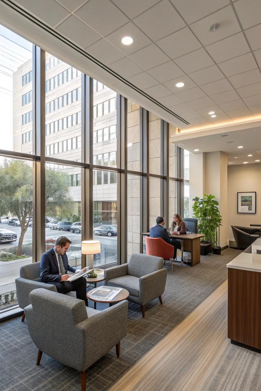 Comfortable seating is essential for a welcoming office.
