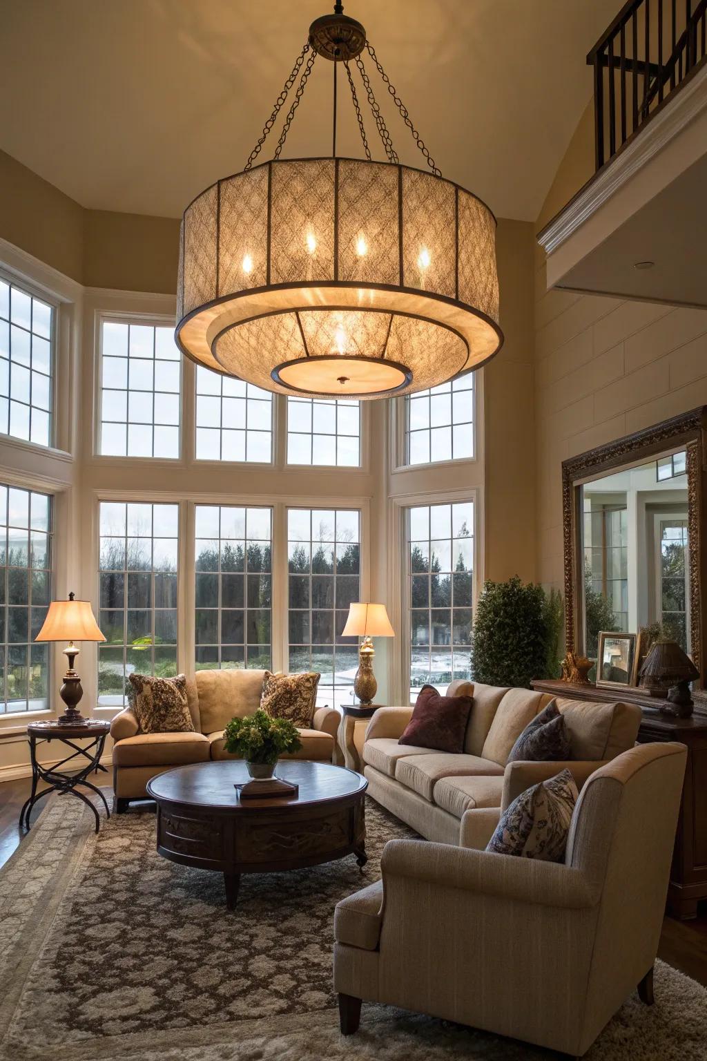Grand pendants make strong centerpiece features.