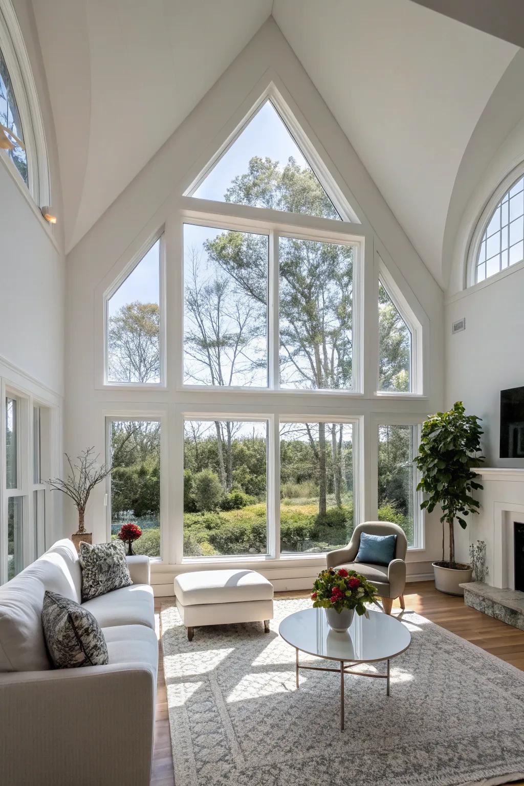 Create an impact with windows in striking architectural shapes.