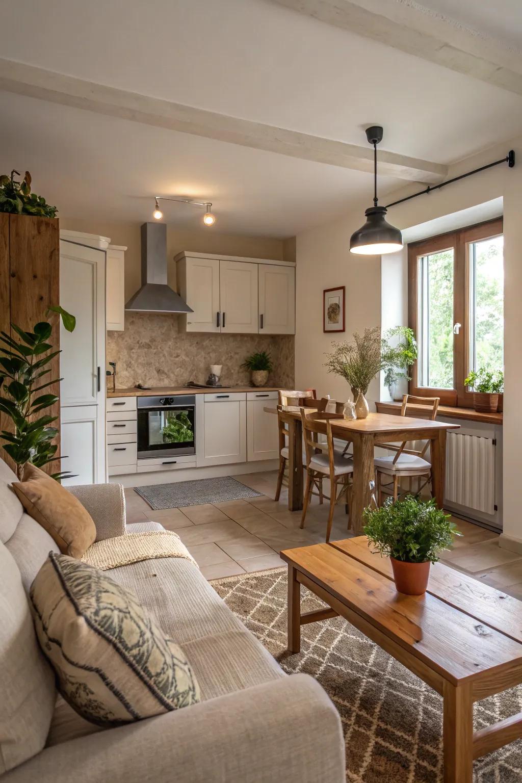 A soothing setting with neutral and natural color schemes.