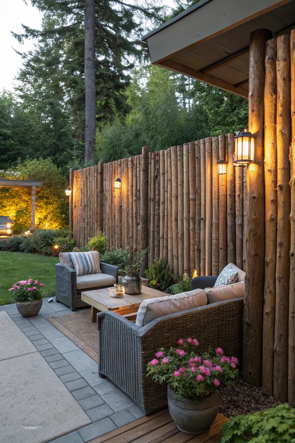 Establish a private refuge utilizing a log privacy barrier.