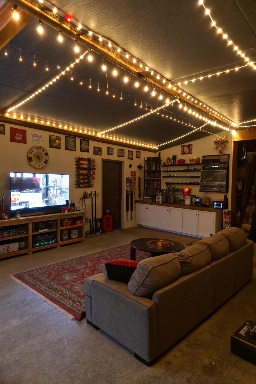 Lighting enriches the mood of your man cave while saving money.