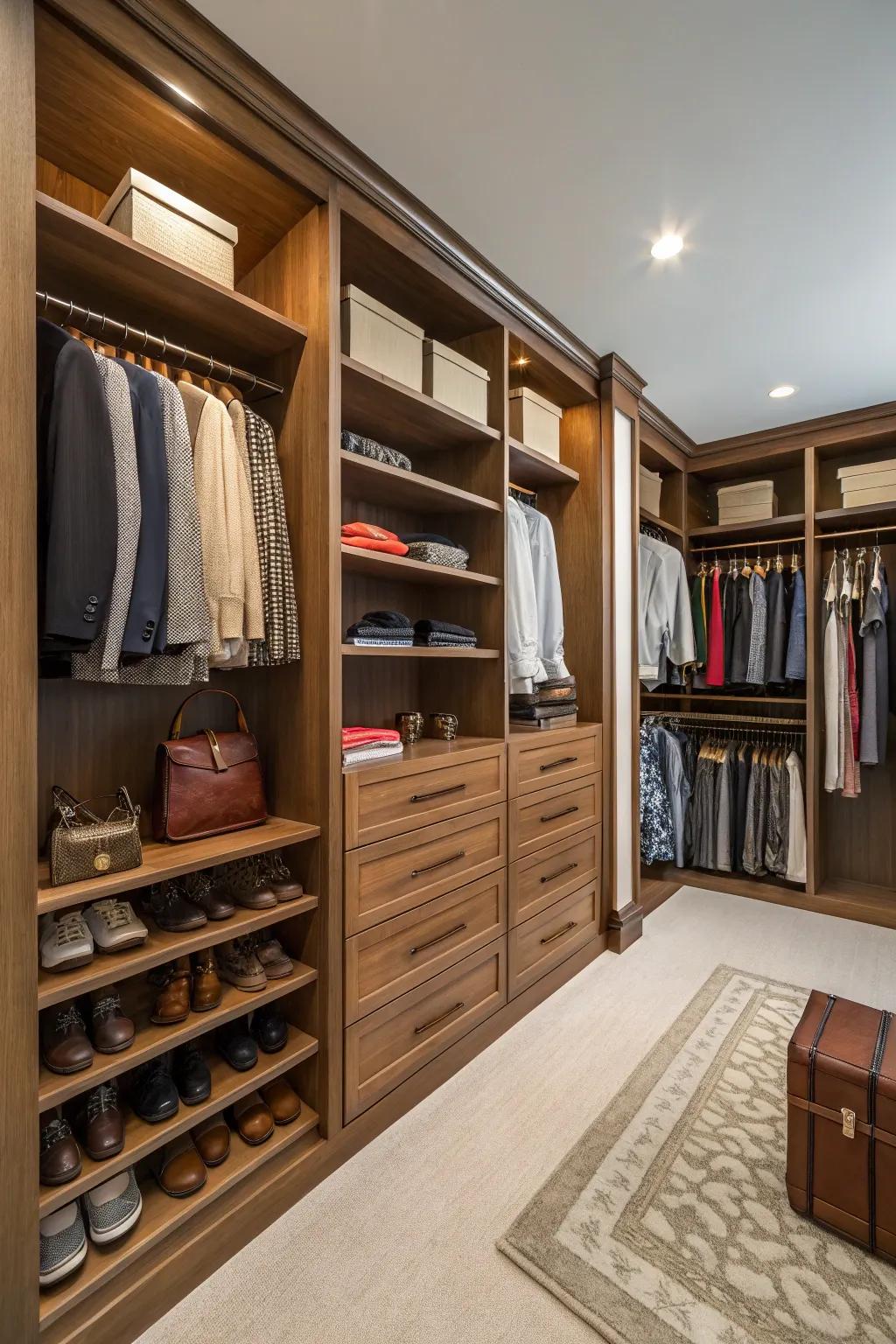 An organized closet embodies luxury.