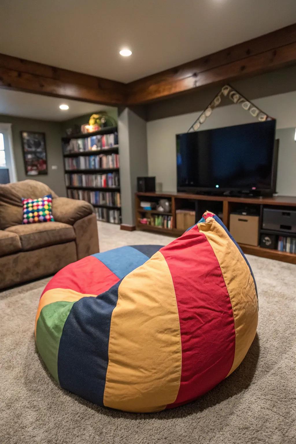 Relax in style with an oversized bean bag chair.