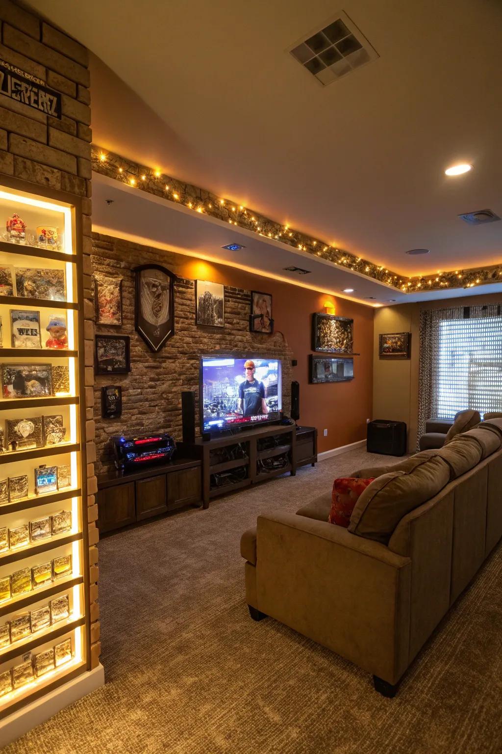 LED lighting brings your wall features to life with a modern glow.