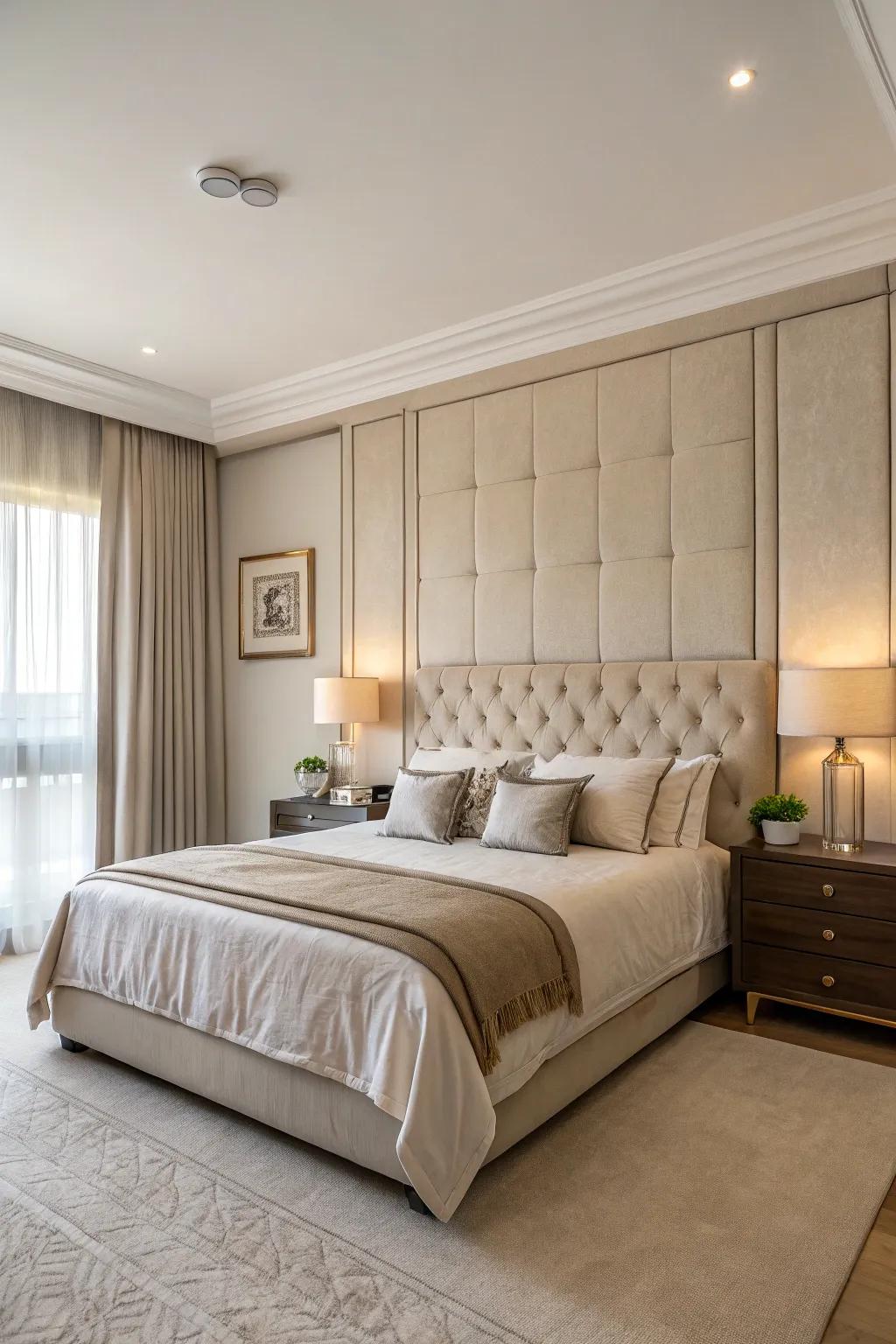 Light shades bring peace and calm to your headboard wall.