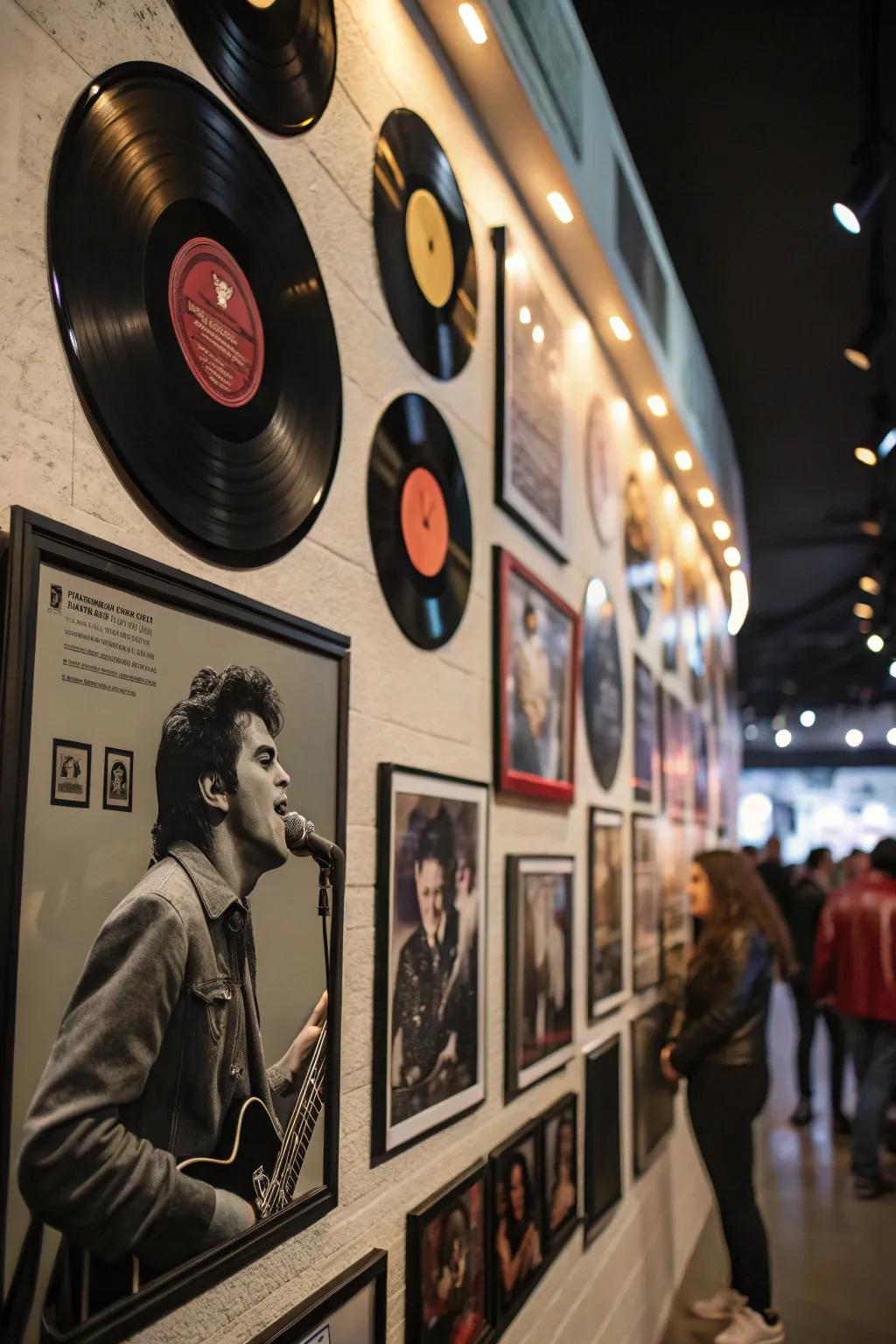 A music-oriented memorial display honoring a loved one's enthusiasm.