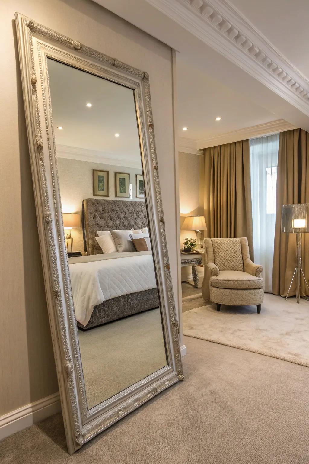 Full-length mirrors enrich depth and elegance to your bedroom.