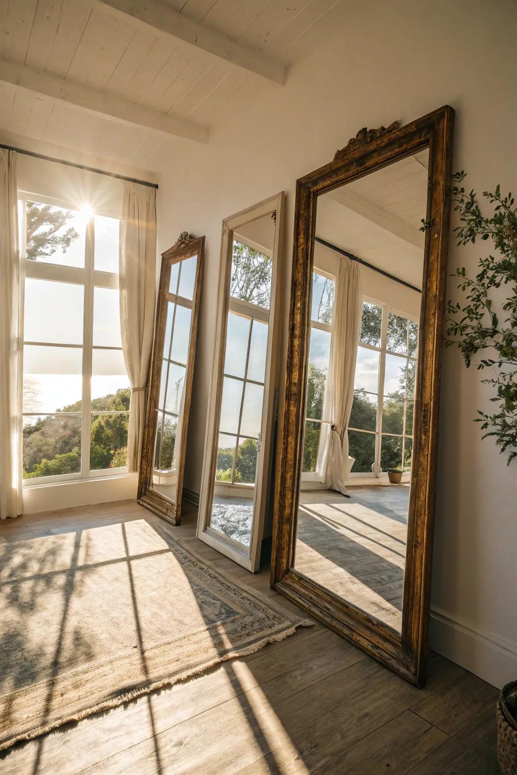 Mirrors can amplify sunlight, brightening your home.