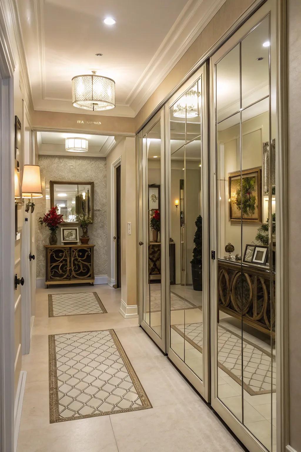 Enrich your entryway's charm with mirrored segments.
