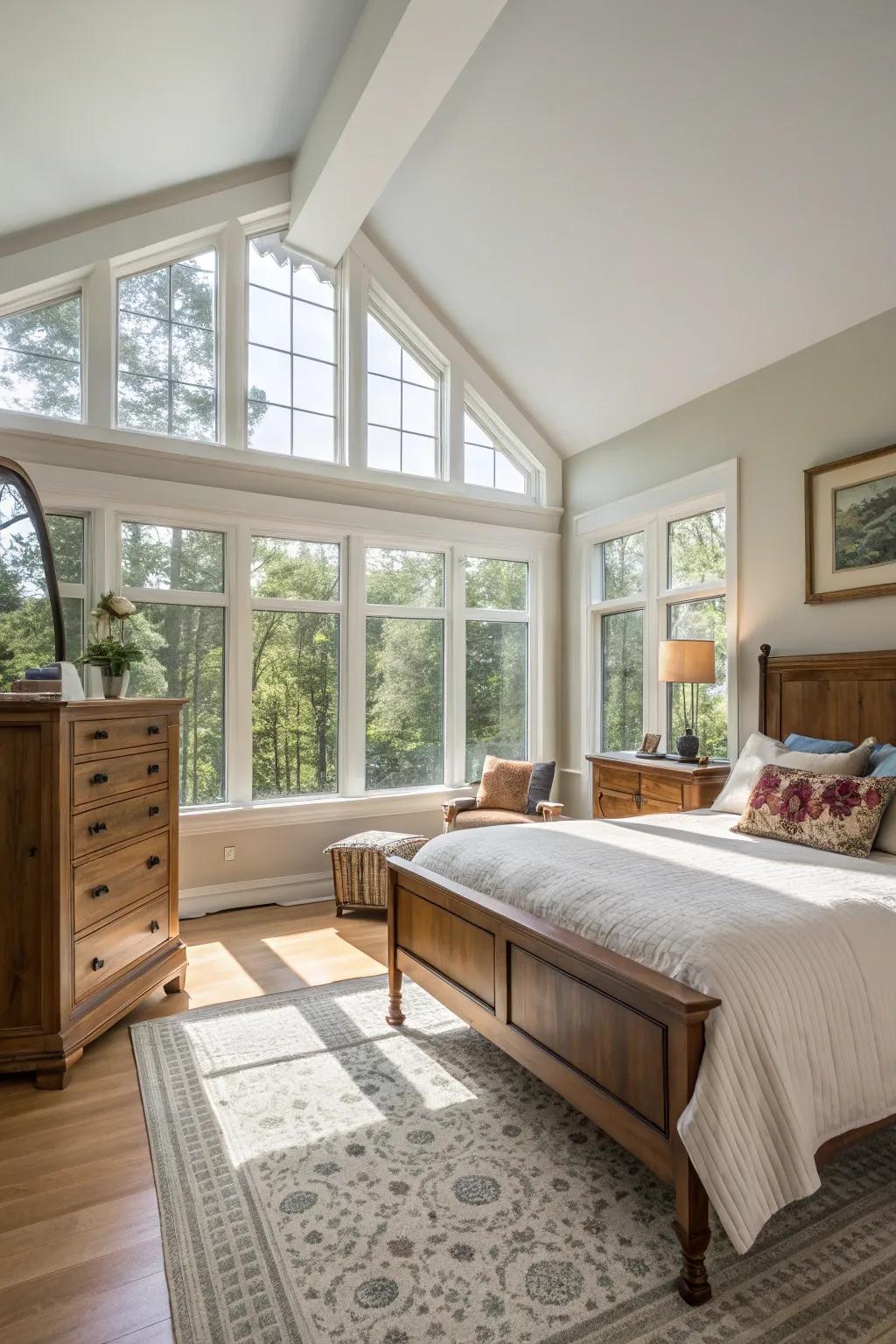 Sunlight highlights the textures of mixed wood.