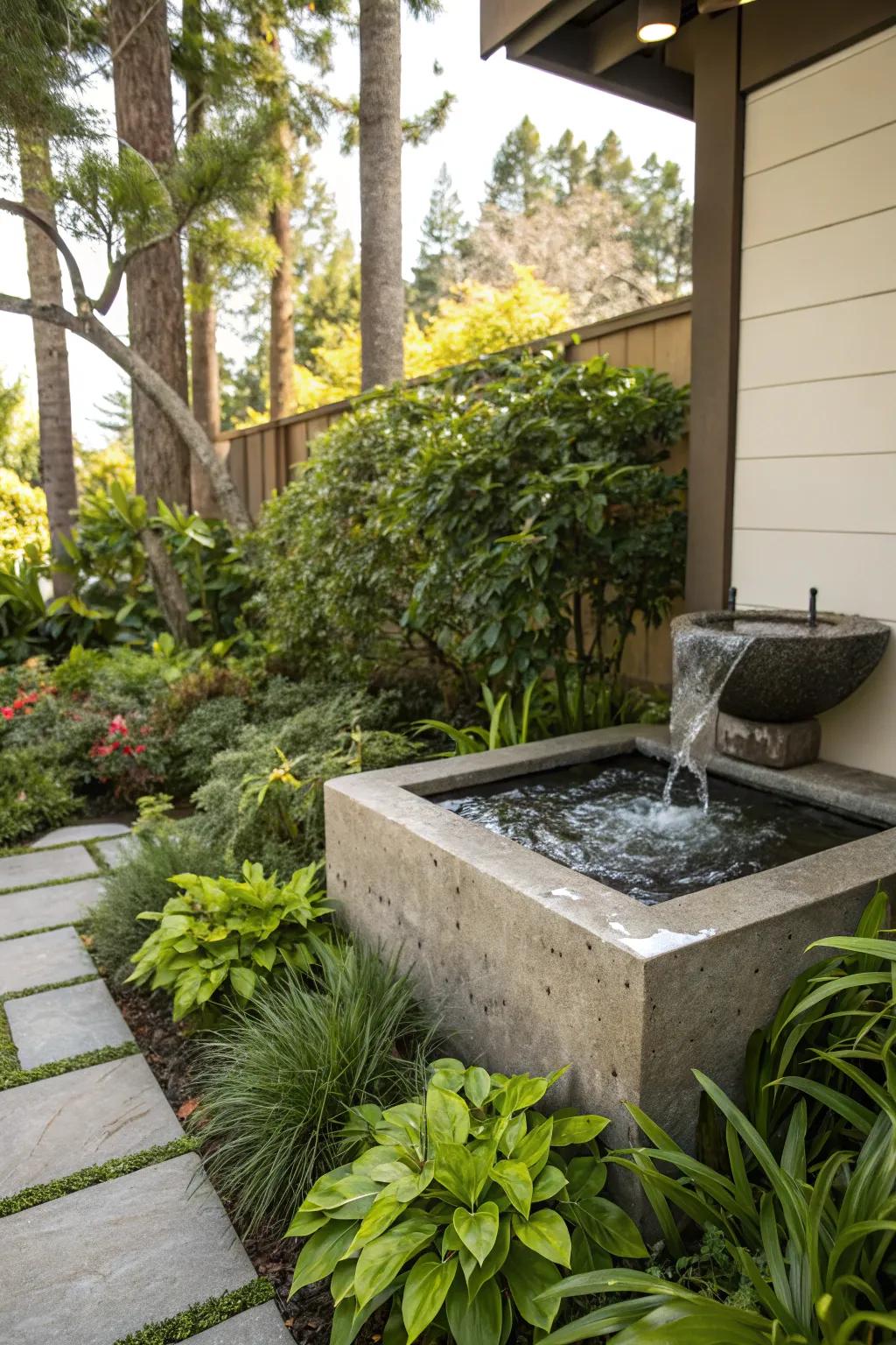 A water element brings peace and beauty to your garden corner.
