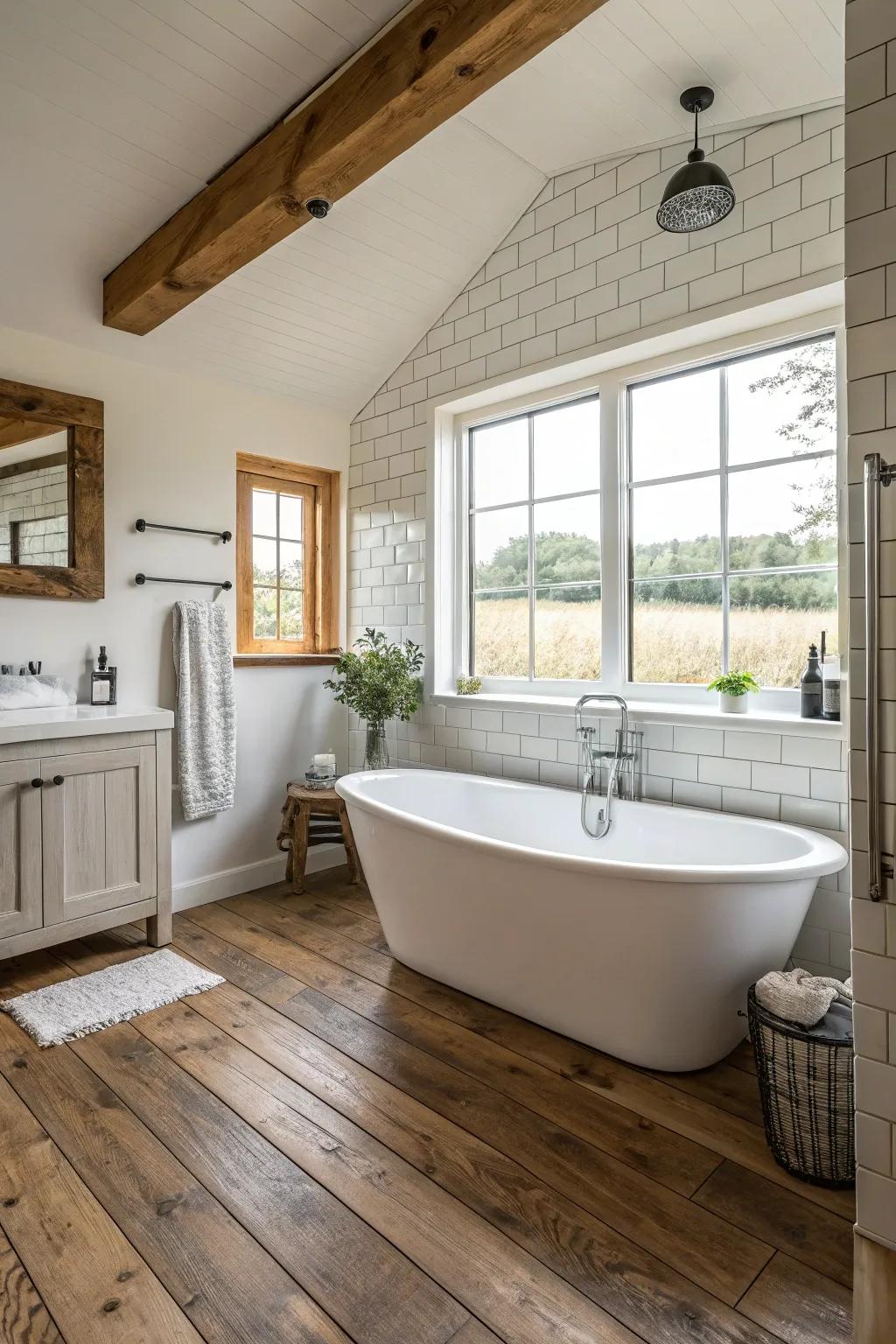 A stand-alone tub serves as an exquisite focal point.
