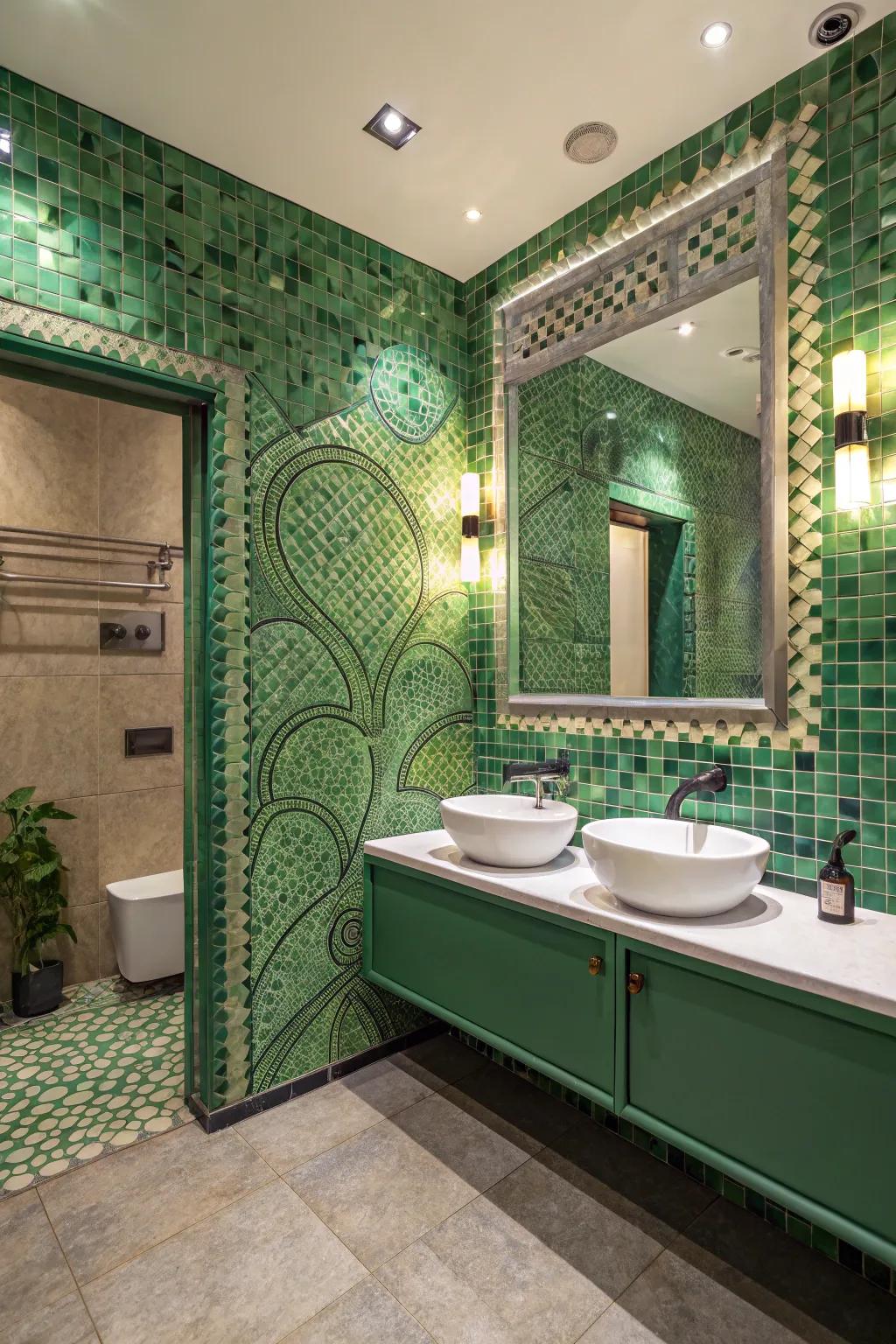 Creative miniature tiles evoke inventiveness and vibrancy.