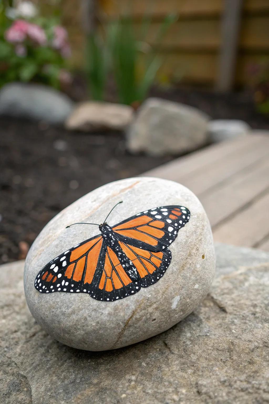 Incorporate a dash of whimsy into your garden with handcrafted butterfly painted pebbles.