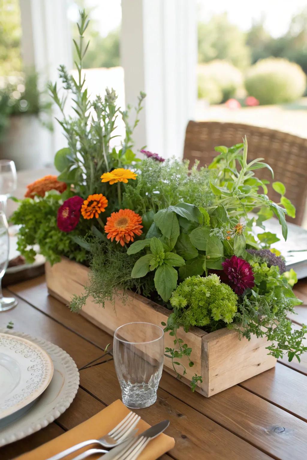 Garden-inspired centerpieces bring the beauty of the outdoors inside.
