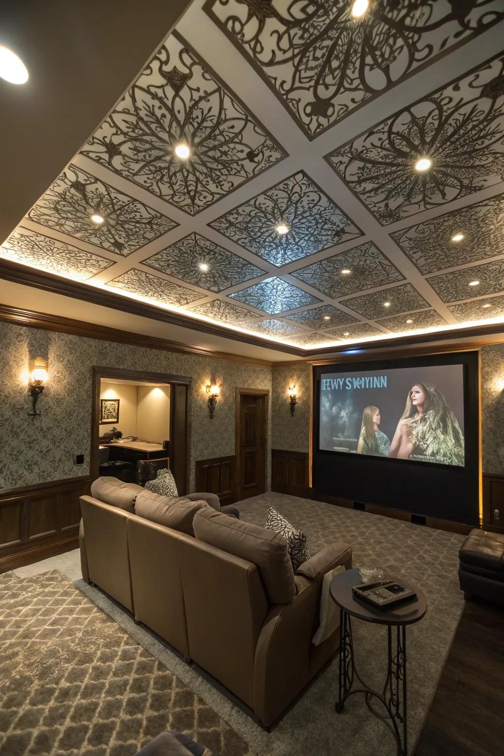 An eye-catching ceiling introduces unique charm to your setup.