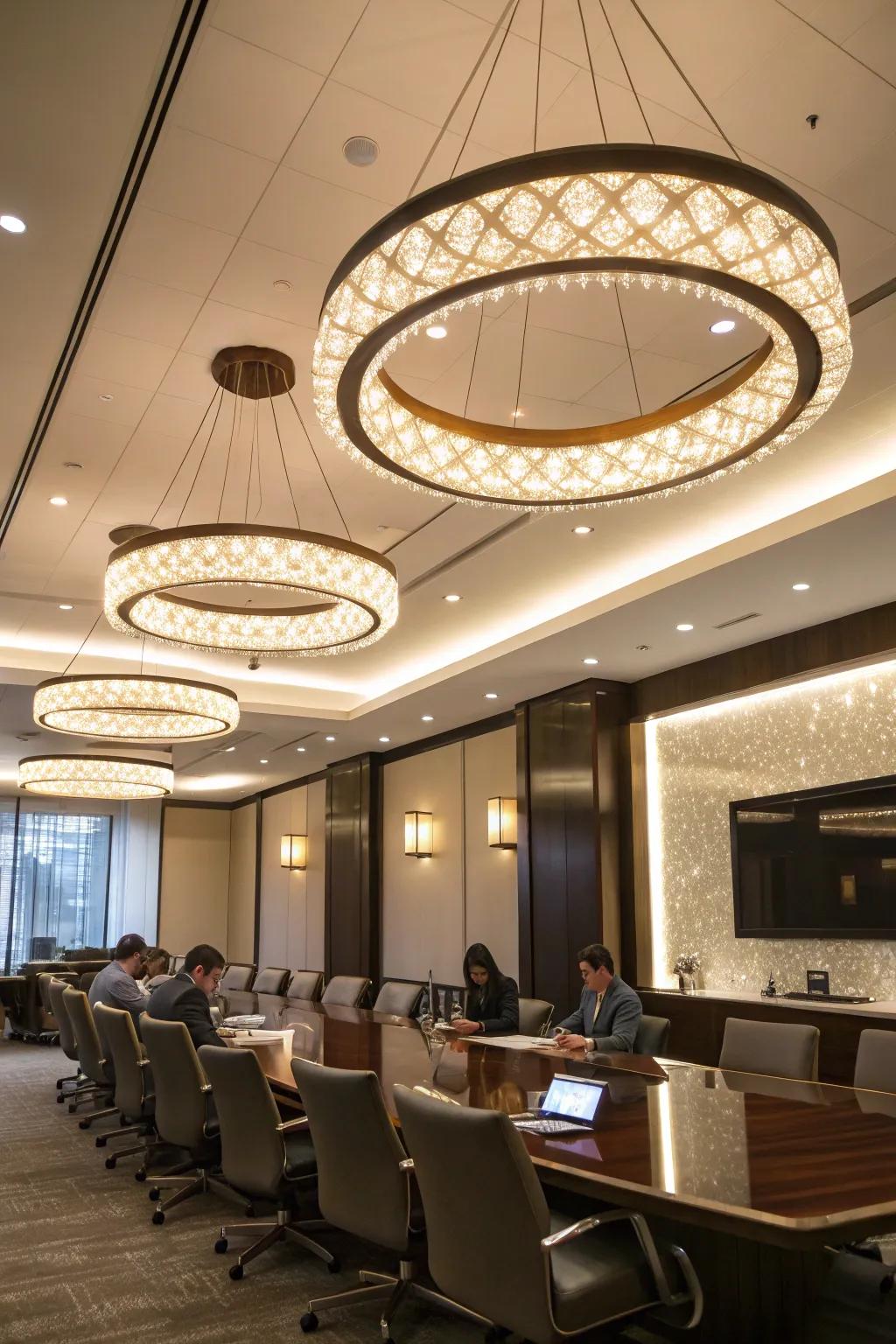 Improve your conference room using elegant pendant lighting.