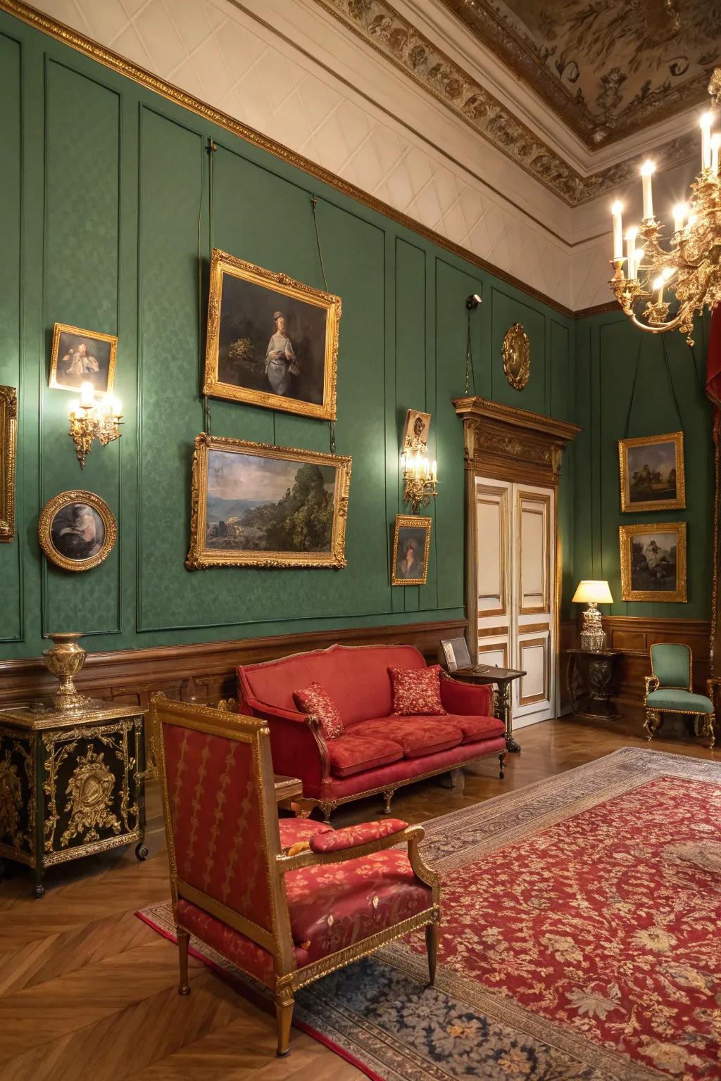 Traditional color combinations create a historic atmosphere.