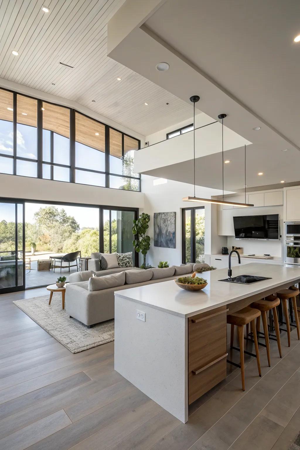 Contemporary decor brings elegance to open living areas.
