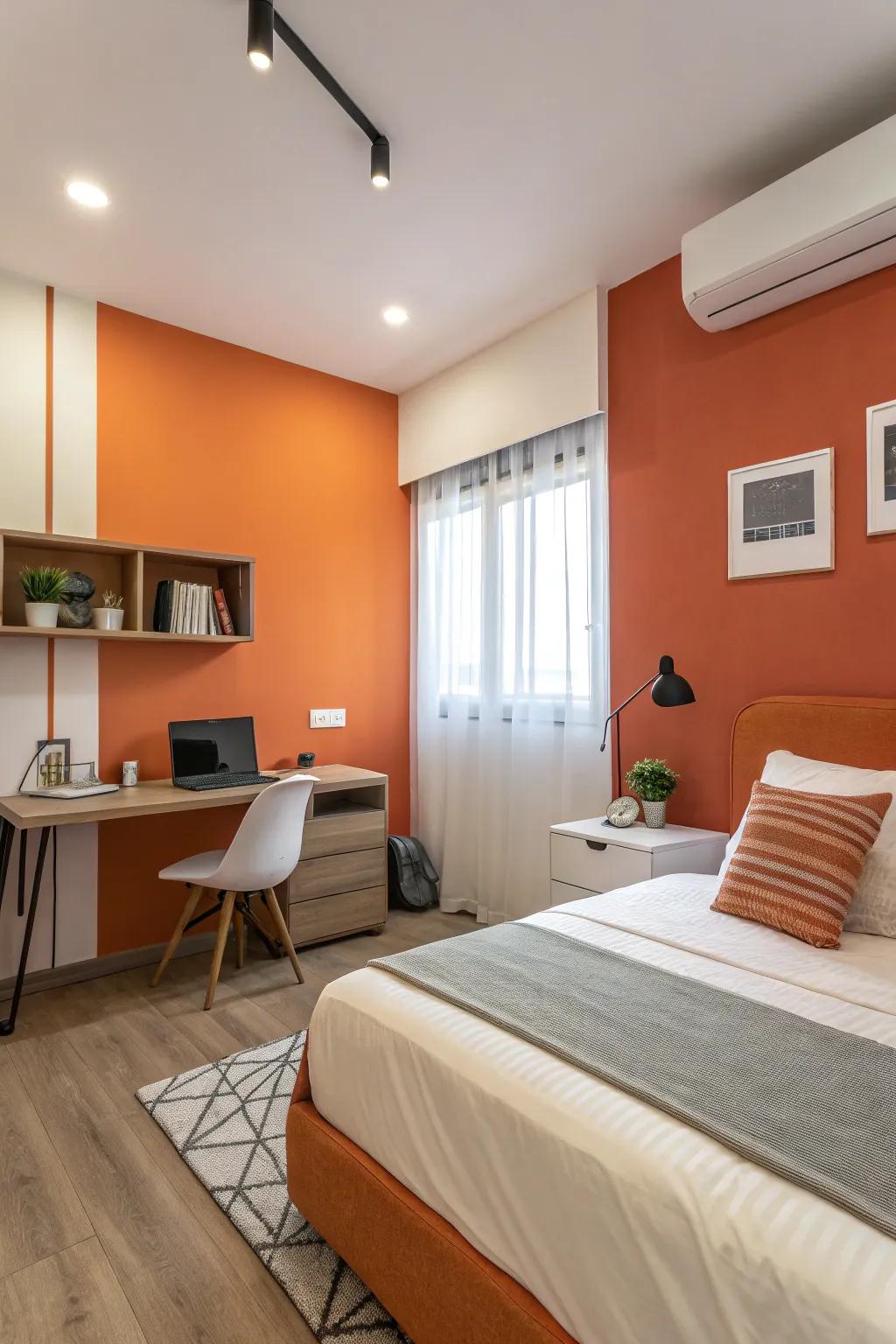 Dual-tone walls provide a distinctive and stylish shade combination.