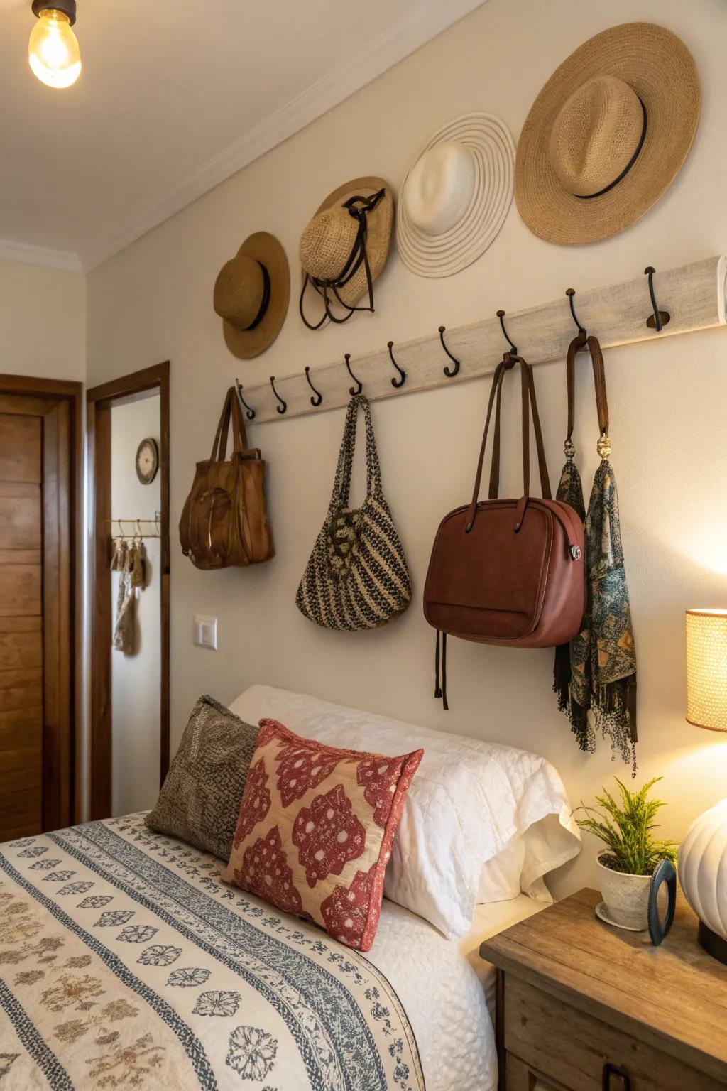 Combine design and purpose with attractive wall hooks.
