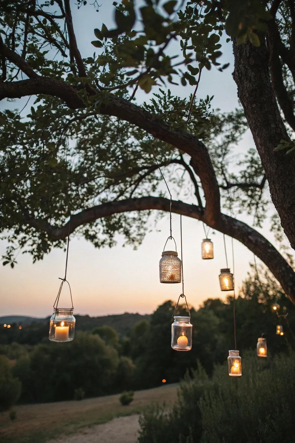 Make a magical vibe using dangling light holders.