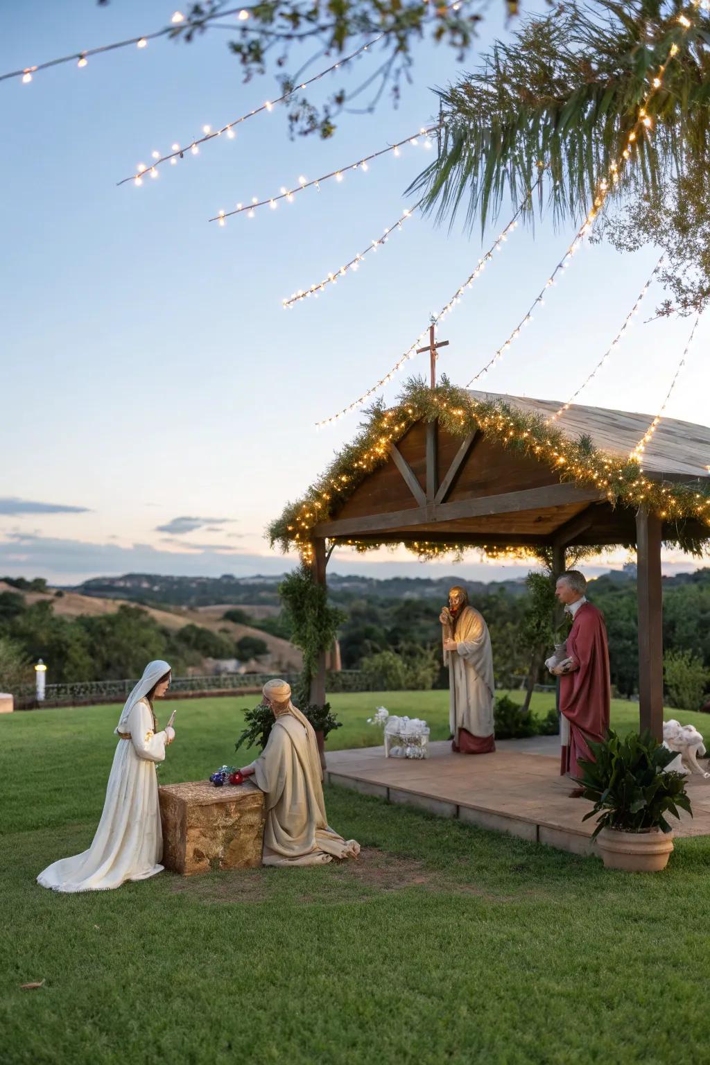 Make a dramatic impression with full-scale nativity figures.