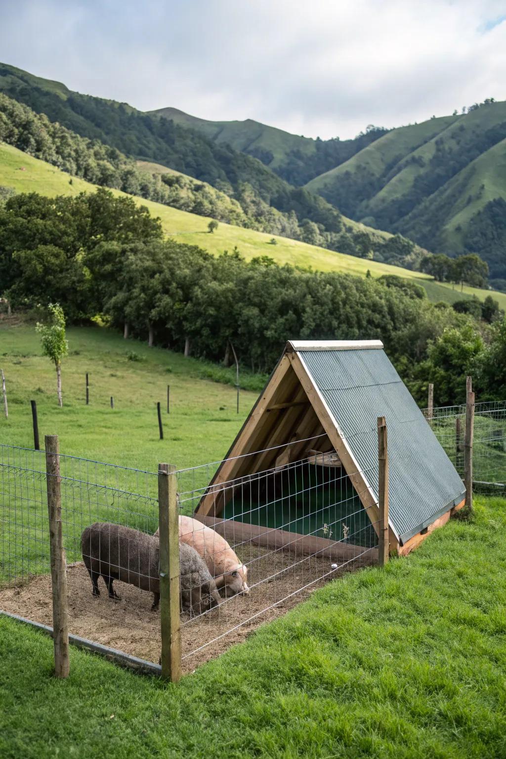 A lean-to shelter delivering effective rainfall defense.