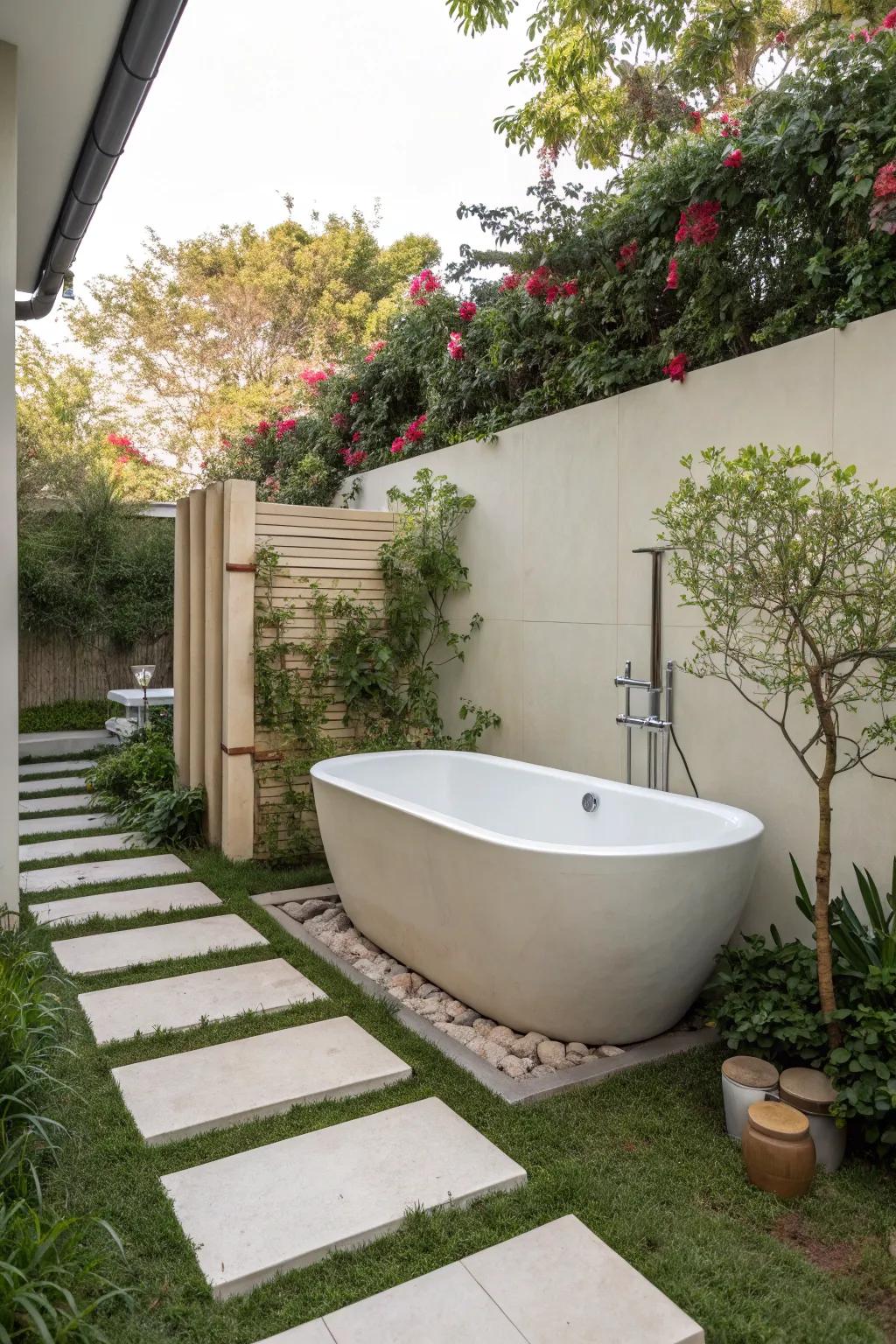 Achieve a modern vibe through a minimalist bathing vessel design.