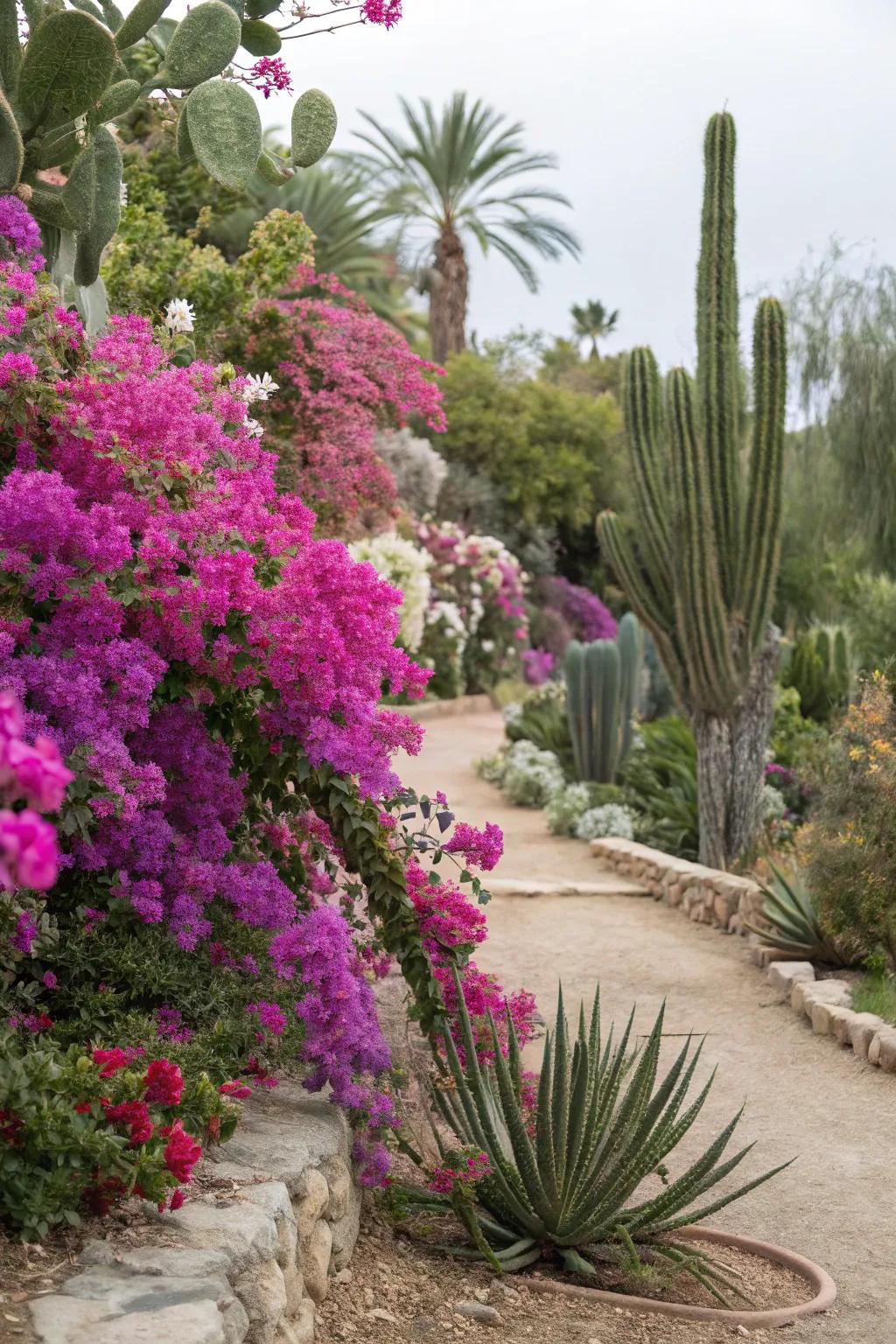 Vibrant floral accents bring life to any desert landscape.