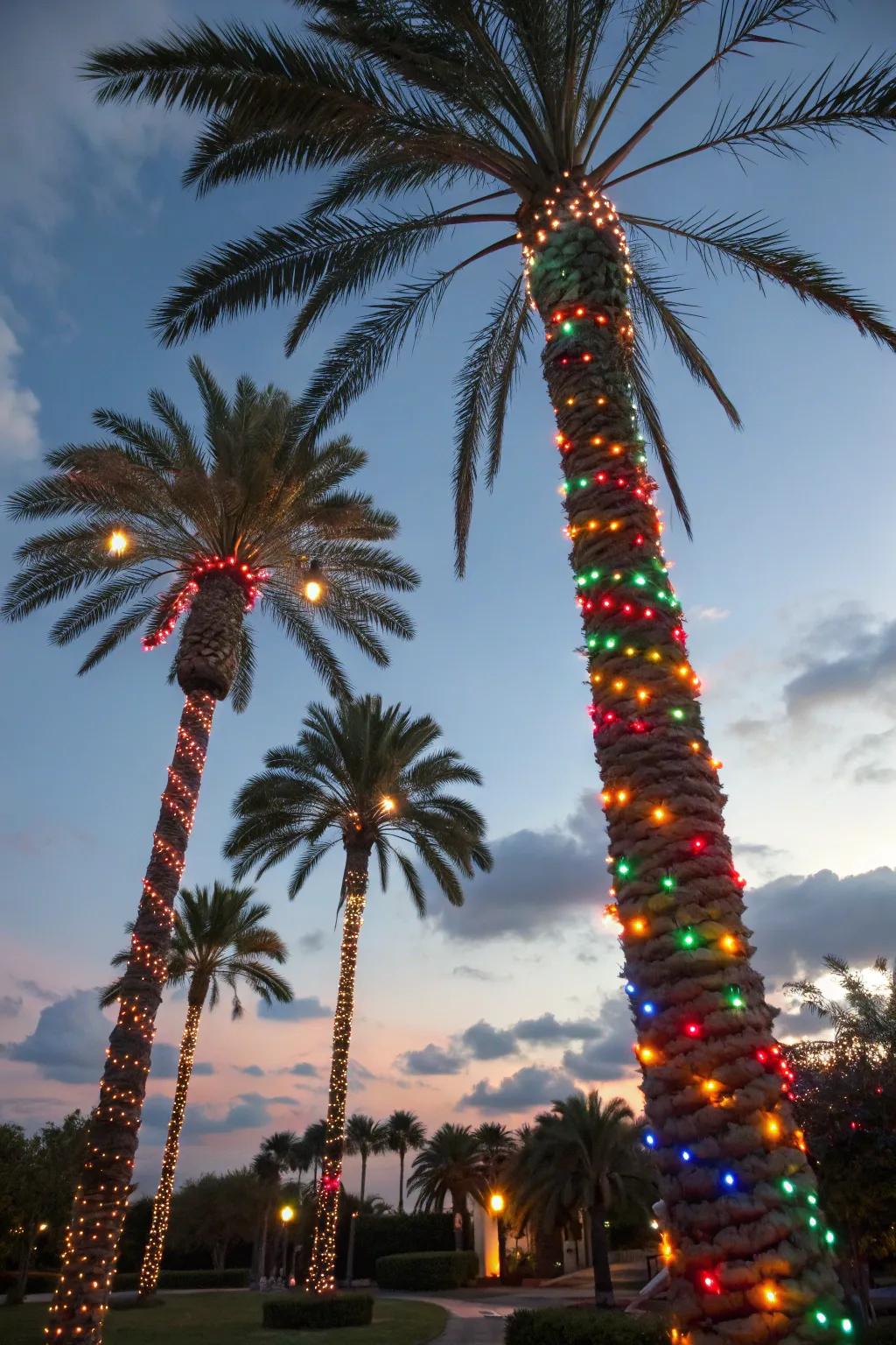 Bring holiday cheer with multi-colored festive lights.