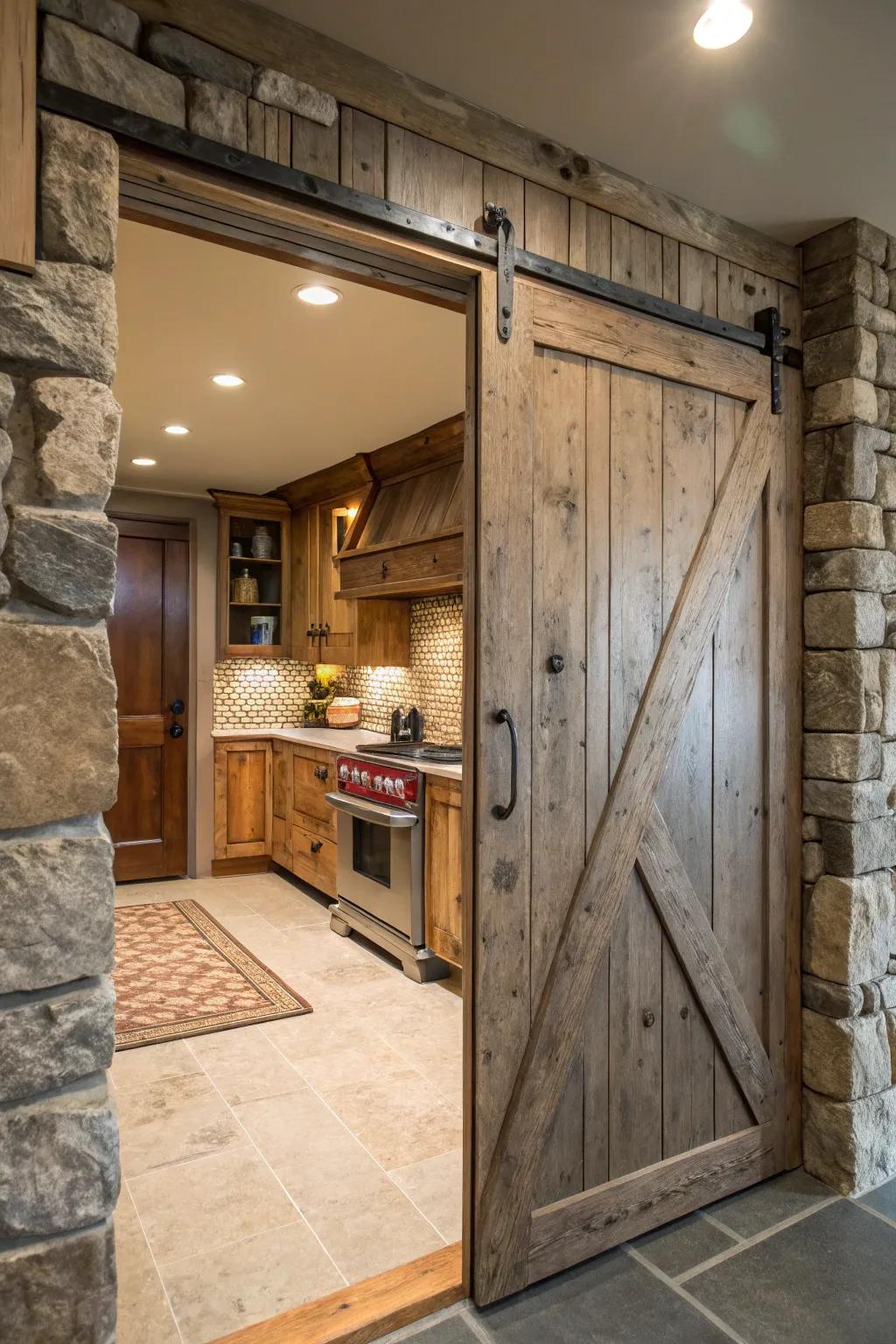 A sliding door is both practical and beautiful.