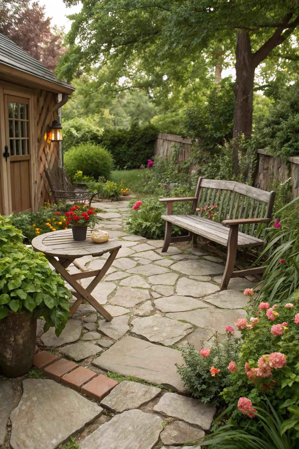 Infuse rustic charm with a country stone patio.