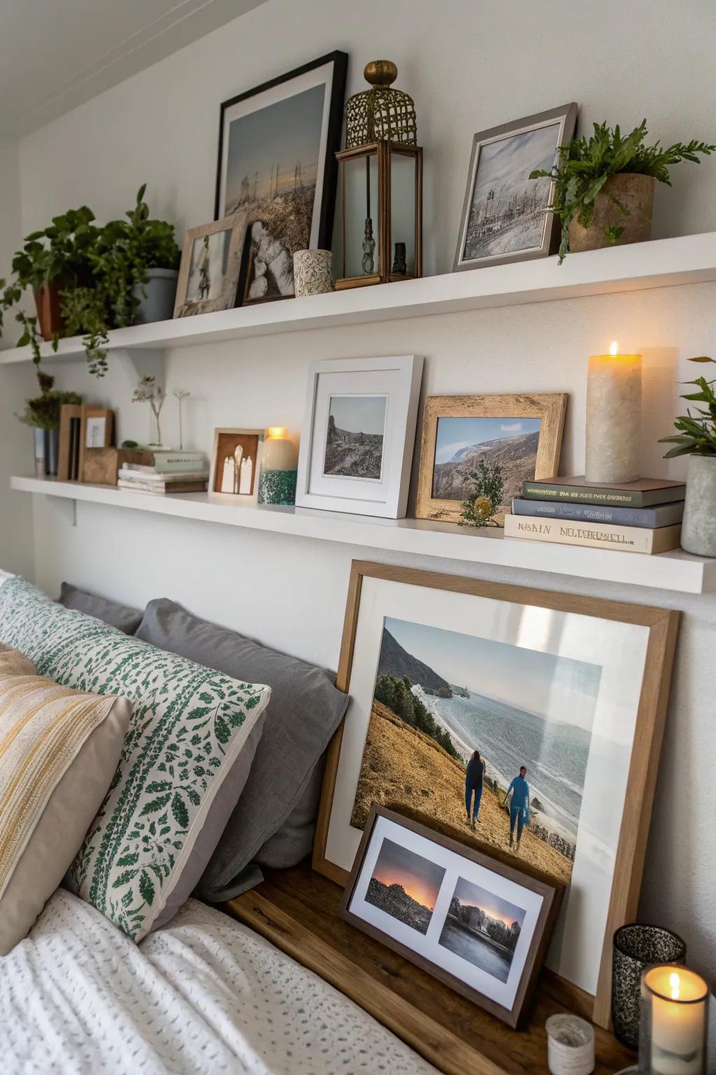 A picture ledge provides a flexible and ever-changing display.