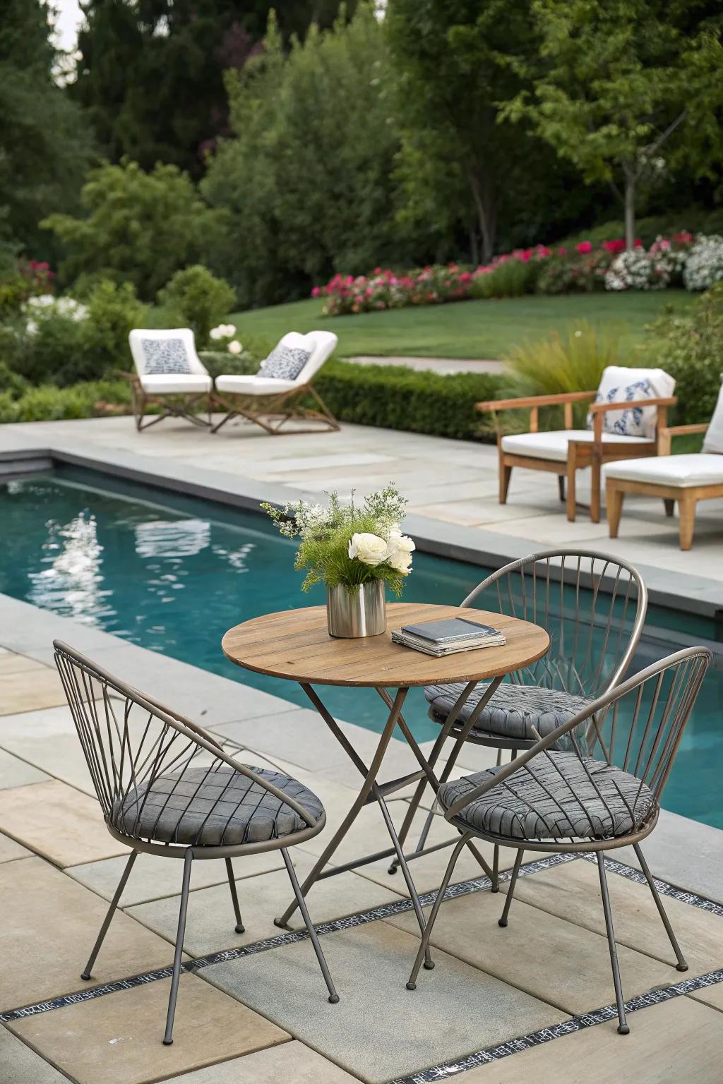 Combining modern and classic styles can greatly improve your poolside's appeal.