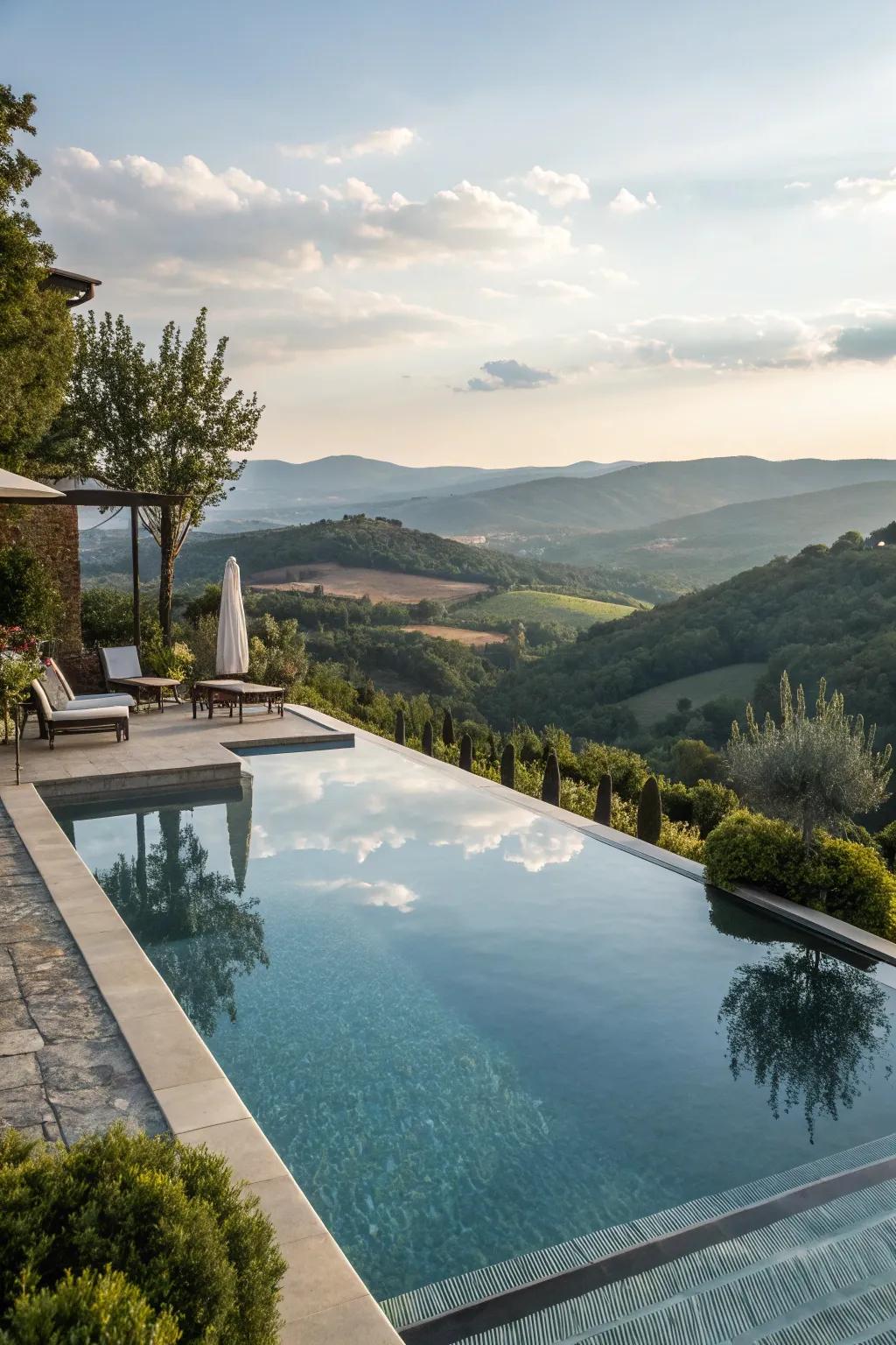 A vanishing edge pool displaying a stunning panoramic vista.