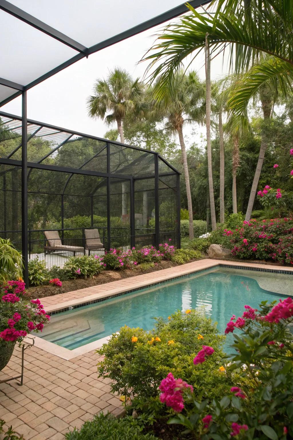 Enjoy your pool pest-free with a fashionable guarded sun room.