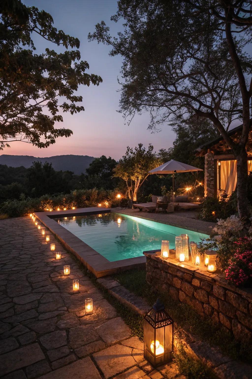Ambient lights turn your pool into a wonderland after dark.