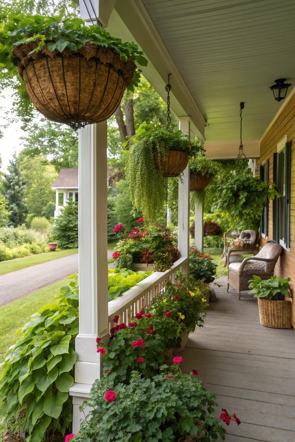 Planters bring vitality and color to your porch.