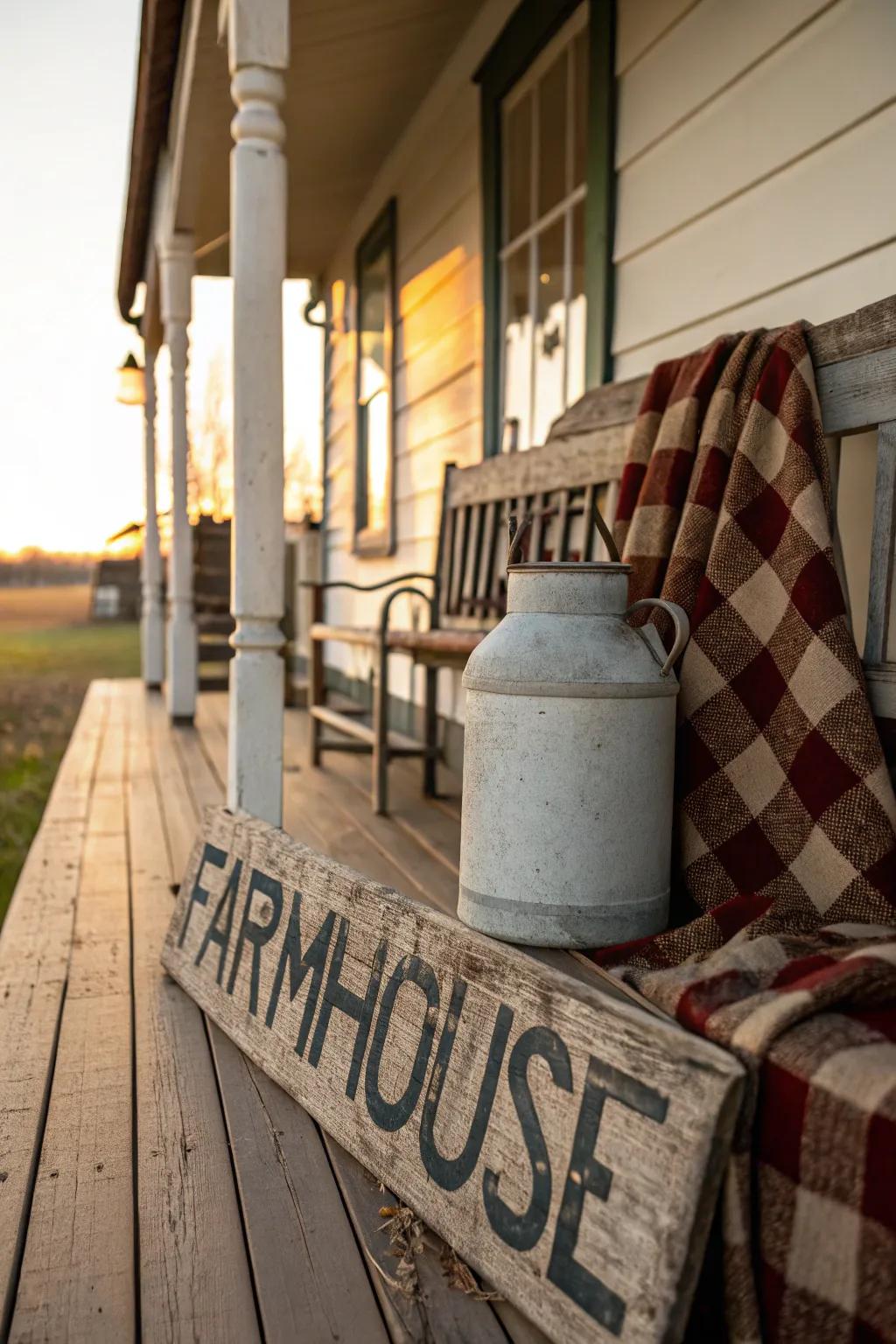 Rustic appeal with a farmhouse-style porch sign.