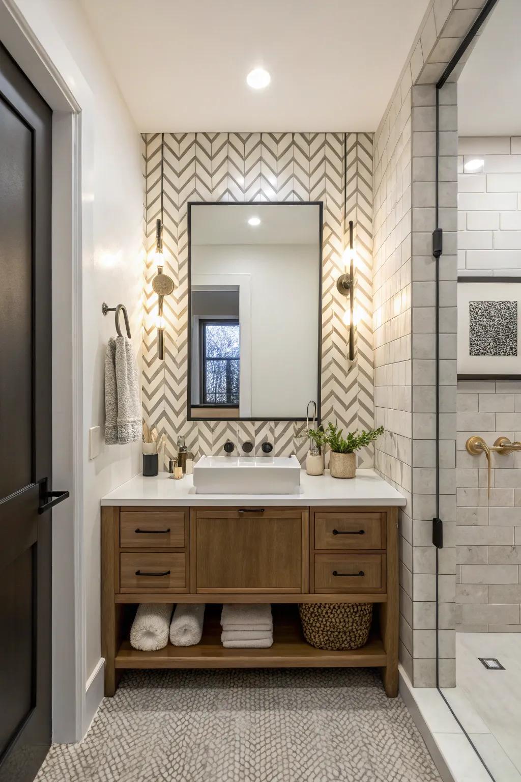Accent walls can make a striking impression in your powder room.