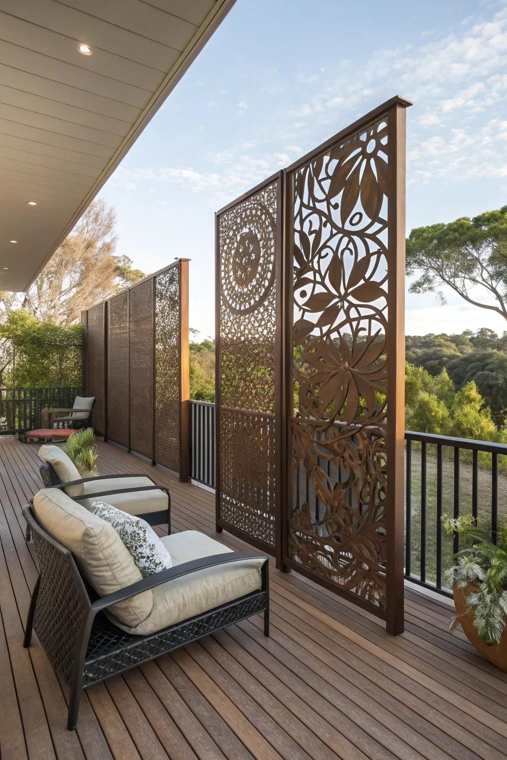 Artistic laser-cut sections present a chic solitude answer.
