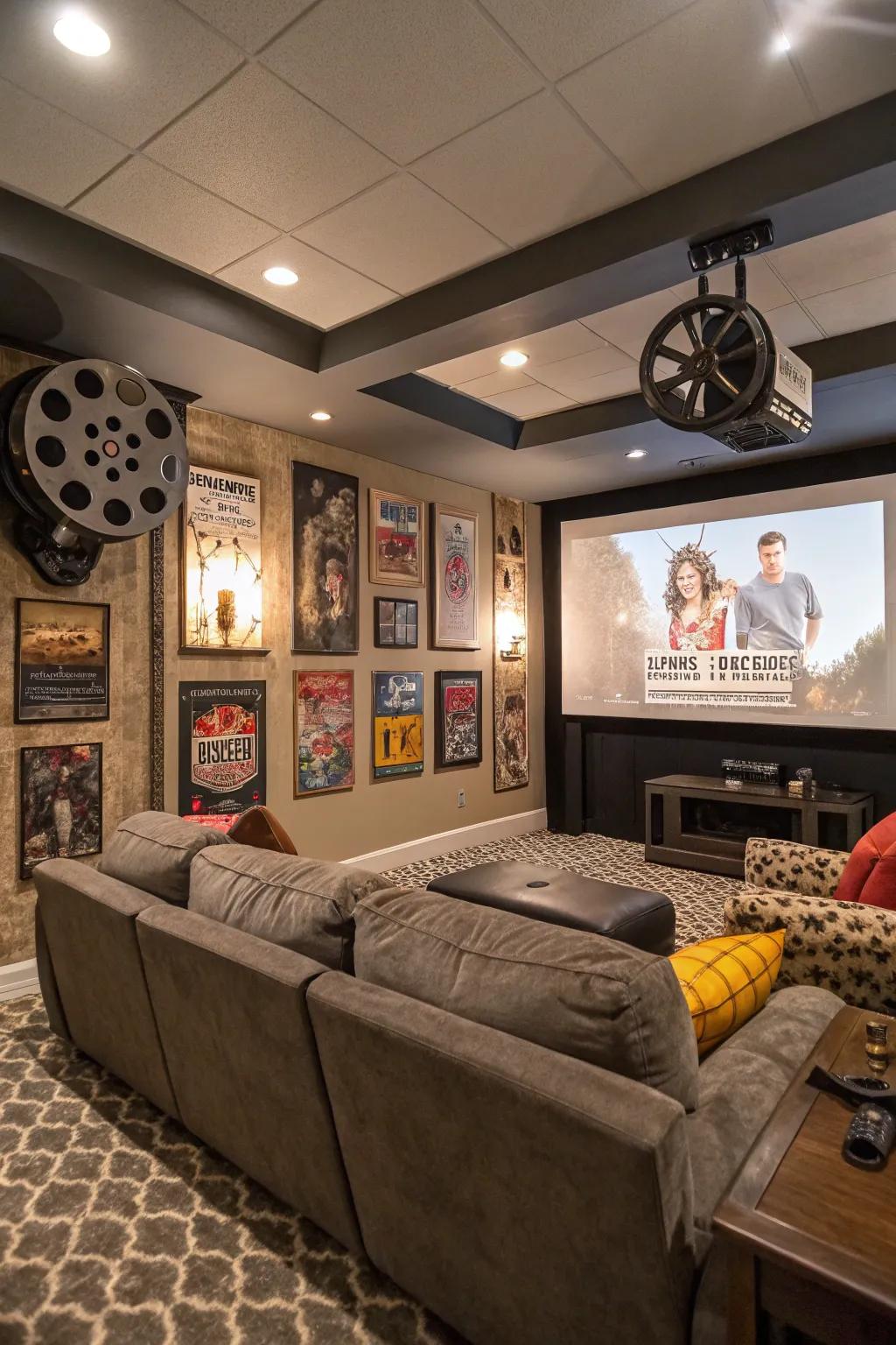 Personalized decor adds character and warmth to your projector room.