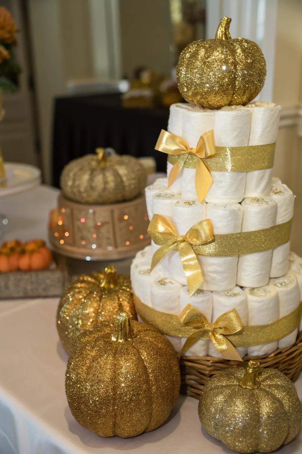 Glistening and glamorous gourd diaper creations include an elegant touch to your layout.