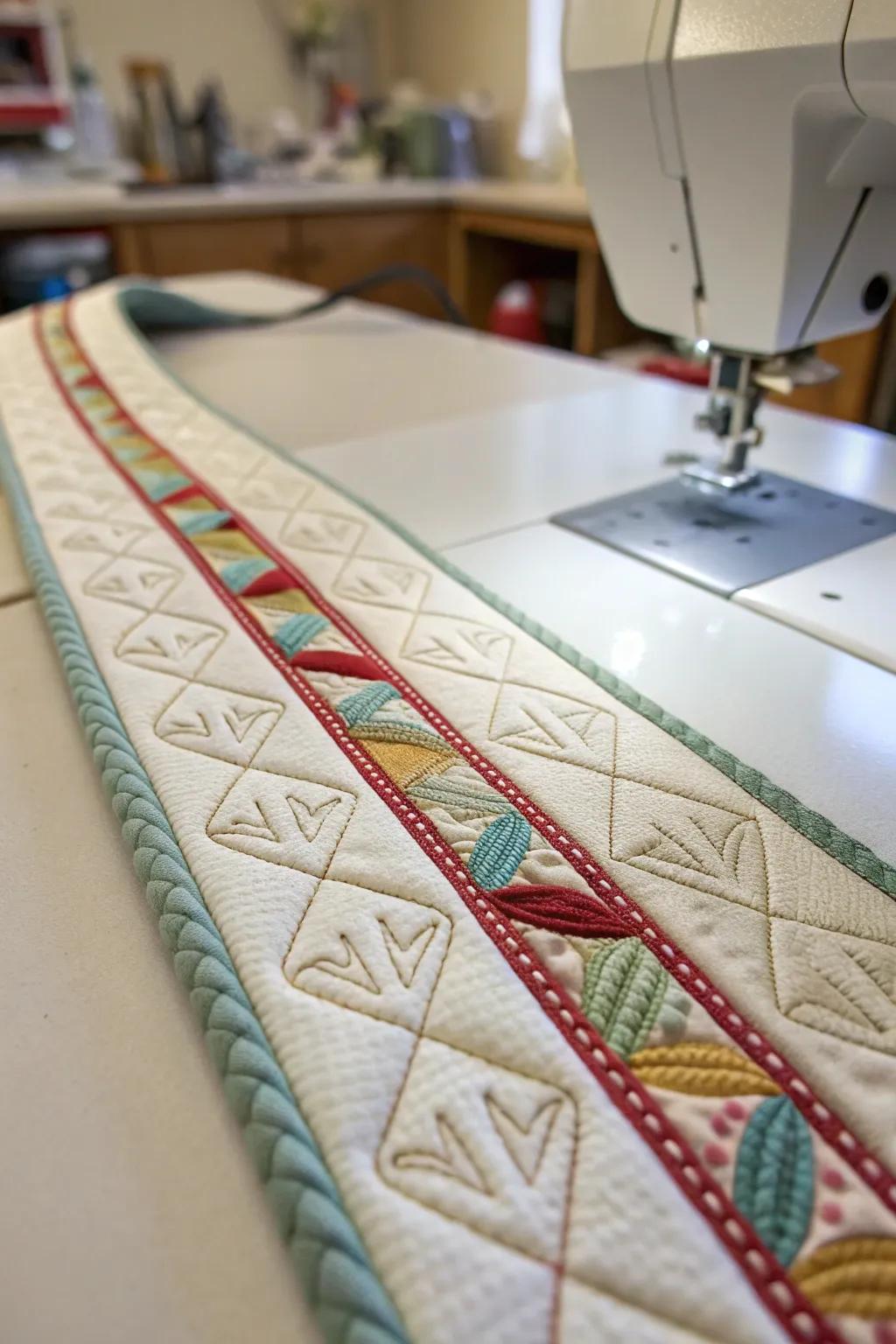 Putting decorative stitches on the quilt bindings is a great way to add a bit of unique flair.