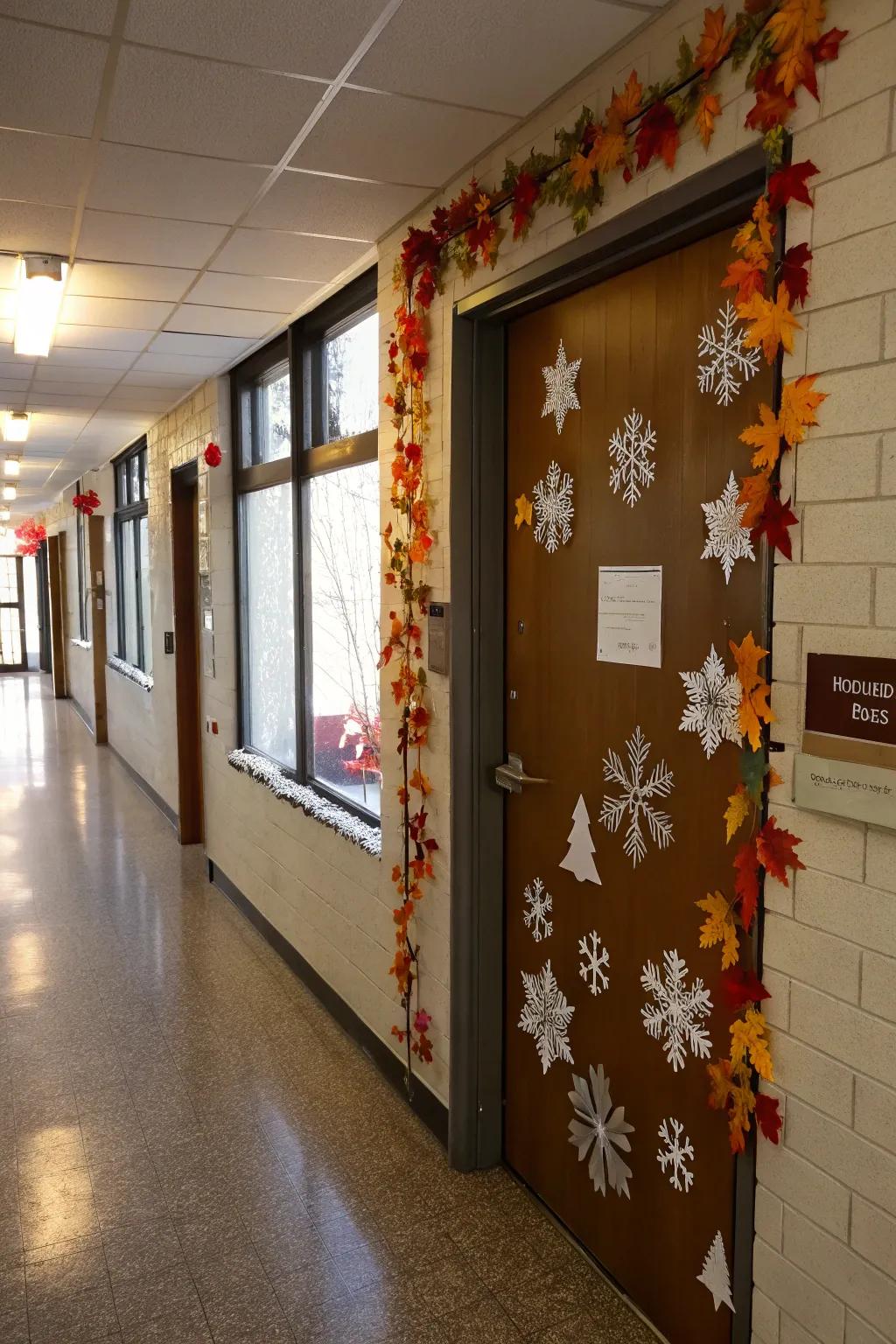 Celebrate every season with themed door decorations.
