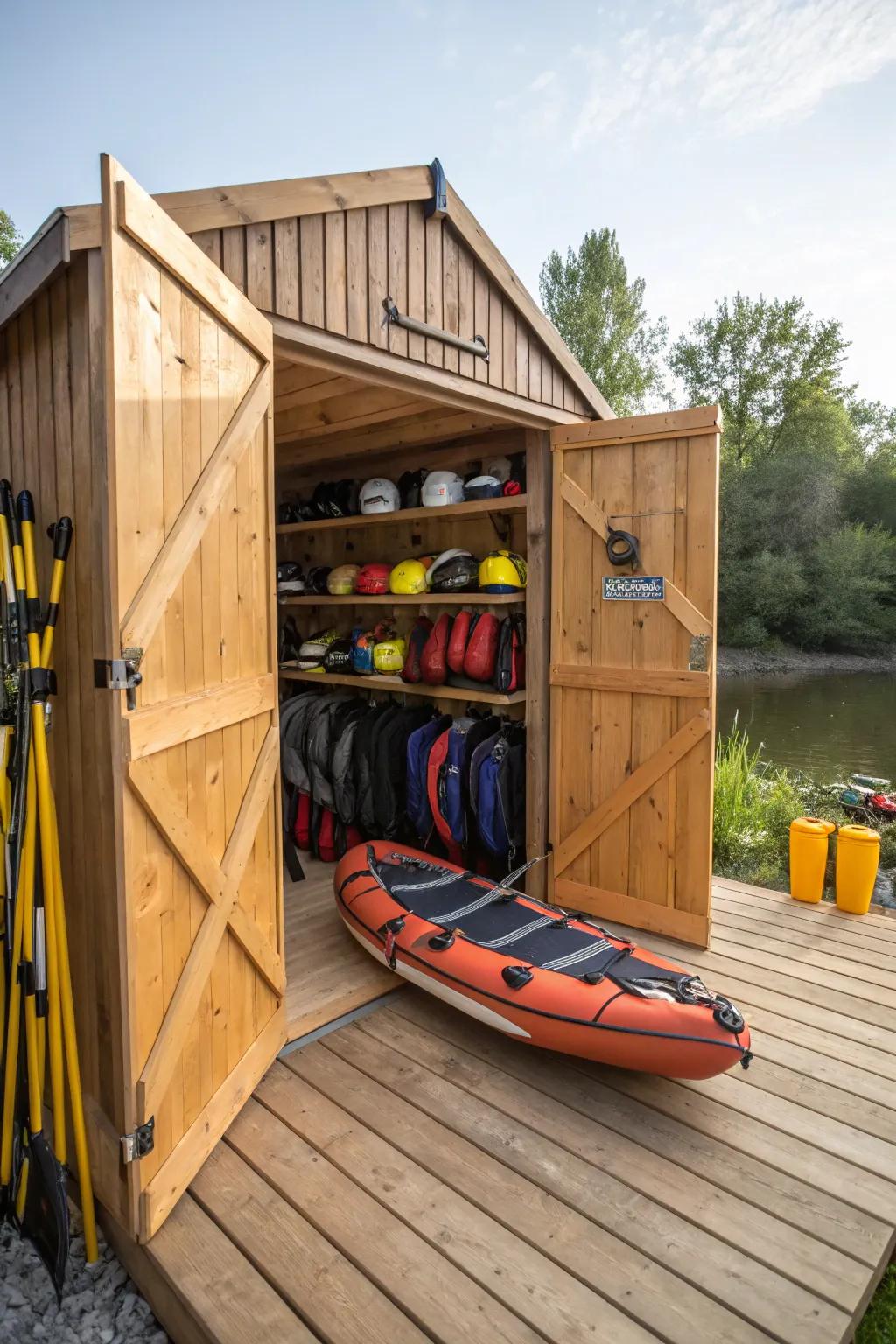A custom shed gives you a special place for your skiff and gear.