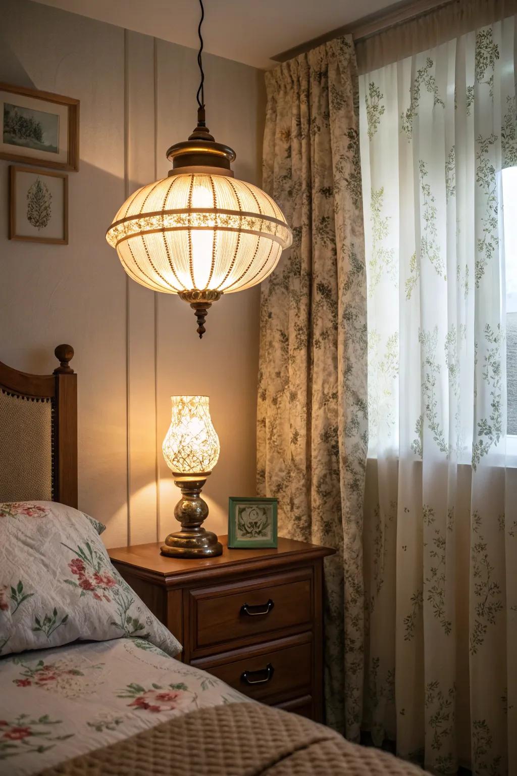 Retro lighting establishes the mood.