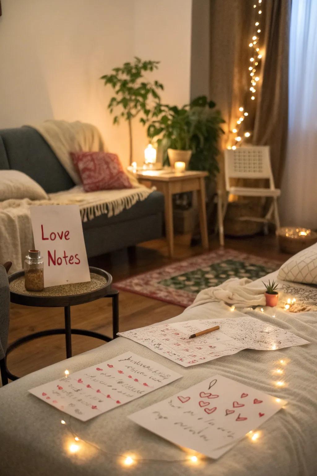 A clue-based game with love notes introduces a playful surprise.